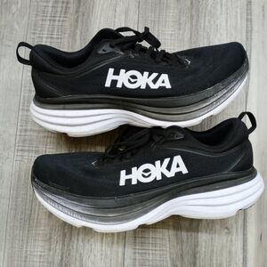 HOKA Bondi 8 10 D Men's Black & White Running Shoes